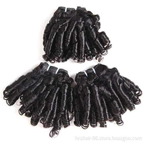 Funmi Curly Human Hair Brazilian Virgin Hair Bouncy Curl 3 Bundles With 4x4 Closure Natural Black Unprocessed Remy Hair